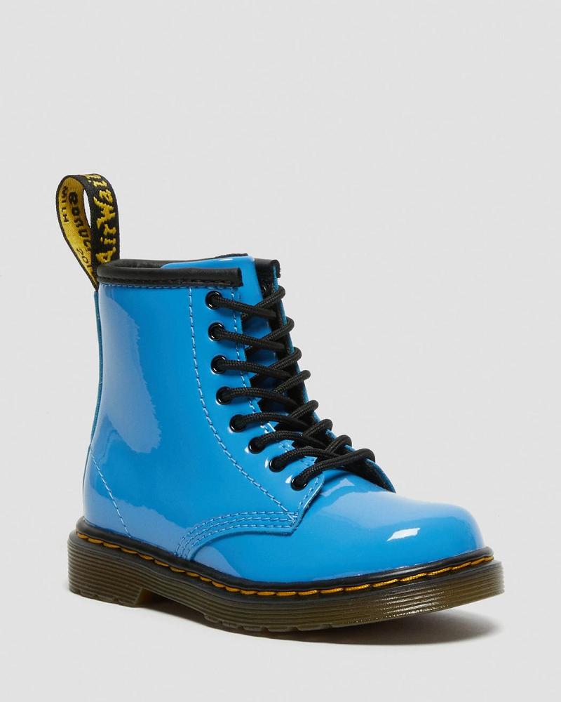 Dr Martens Toddler 1460 Lak Leren Veterlaarzen Kinderen Blauw | NL 124LIS